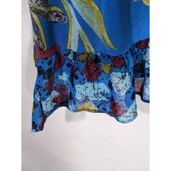 LOGO By Lori Goldstein Rayon 3/4 Sleeve Top w/ Chiffon Hem Blue Size Sm - Picture 5 of 7